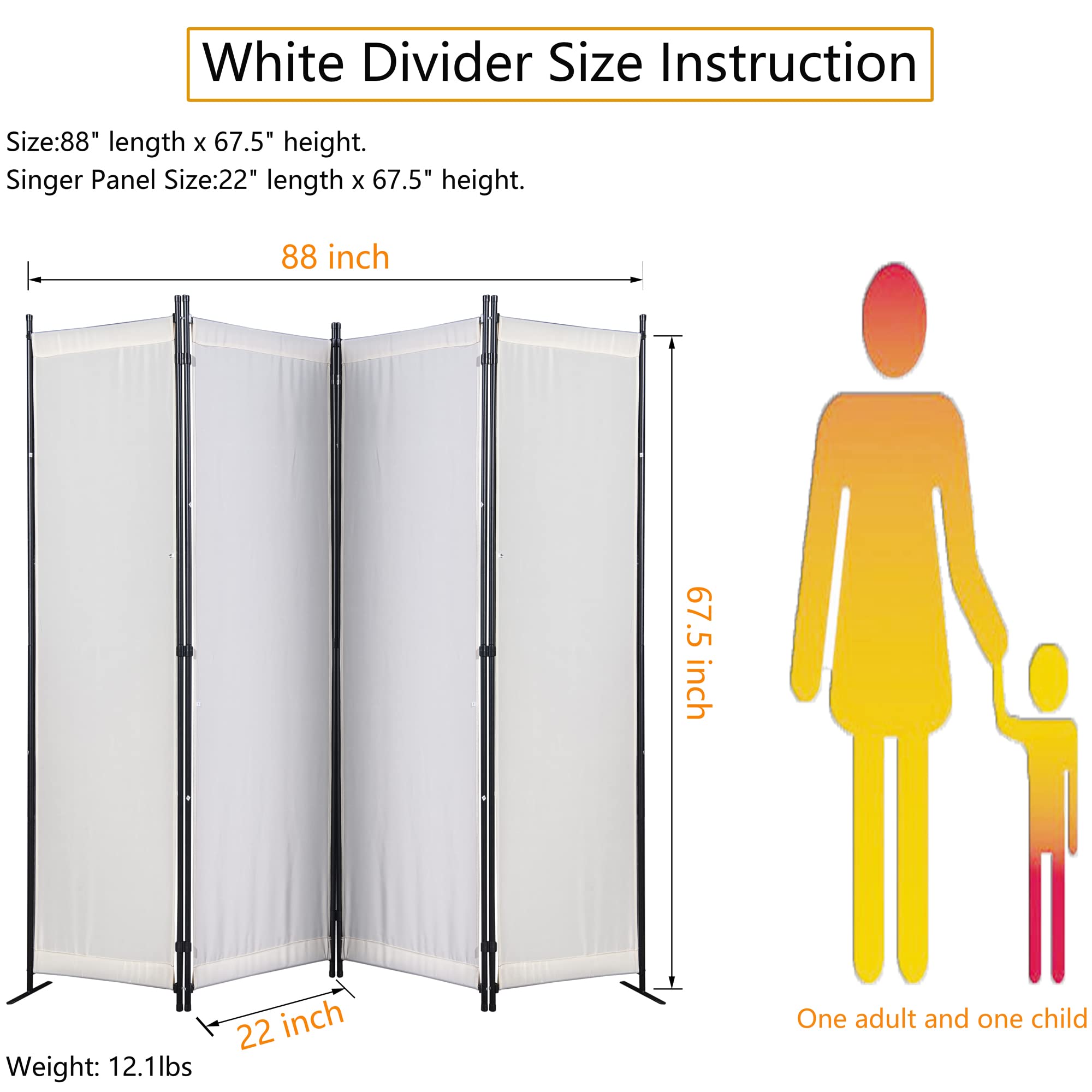 4 Panel Partition Room Dividers Folding Privacy Screen Temporary Wall Divider Freestanding Room Separator (Beige)