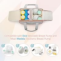 Vista 2 de Damero Bolsa portátil para extractor de leche compatible con Elvie, Willow, Momcozy Extractor de leche, bolsa de mano para la mayoría de bombas