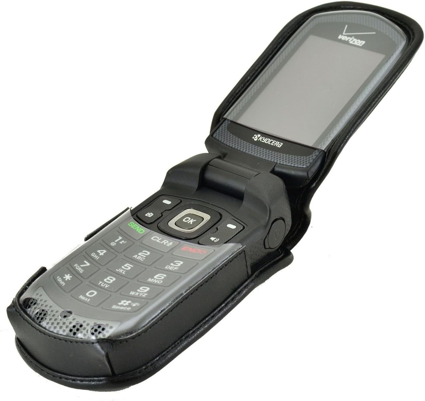 Turtleback Fitted Case for Kyocera DuraXV DuraXA Flip Phone Black Leather Rotating Removable Metal Belt Clip -