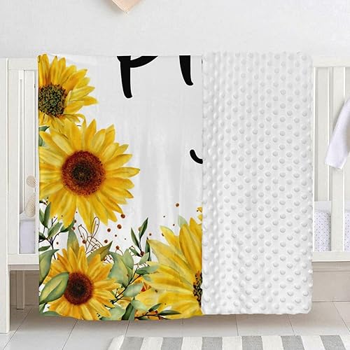 Miniatura 4 de Manta de girasol personalizada con nombre, manta de bebé personalizada para niñas, manta personalizada, manta personalizada para baby shower