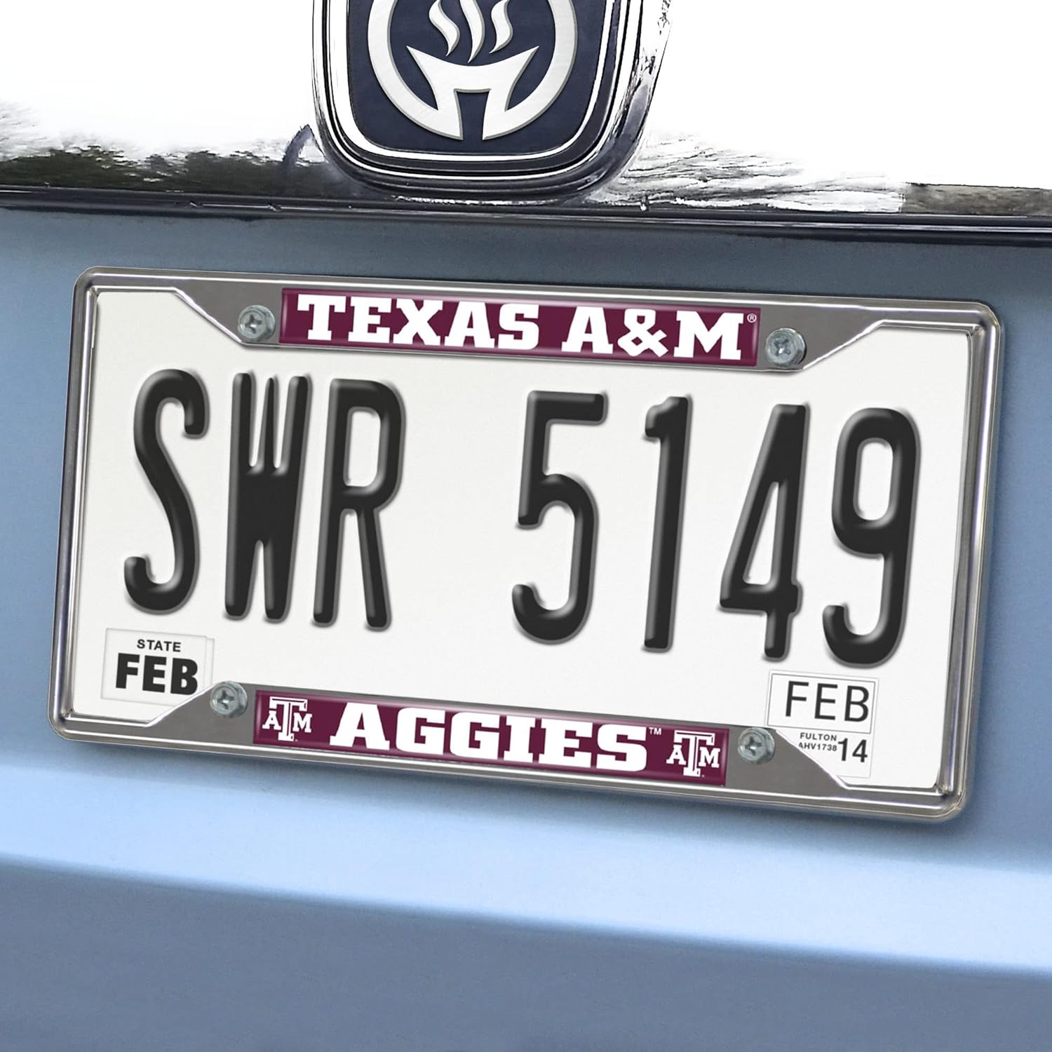 FANMATS 14895 Texas A&M Aggies Chrome Metal License Plate Frame, Team Colors, 6.25in x 12.25in - Image 2