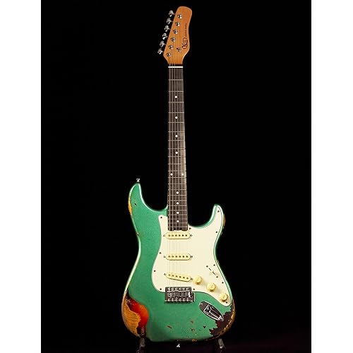 KGD Relic Electric Guitar,Roasted Maple Neck and Rosewood fingerboard,Bone Nut,6-String Relic Guitar,Professional/Full Size/Electric Guitars for Adults