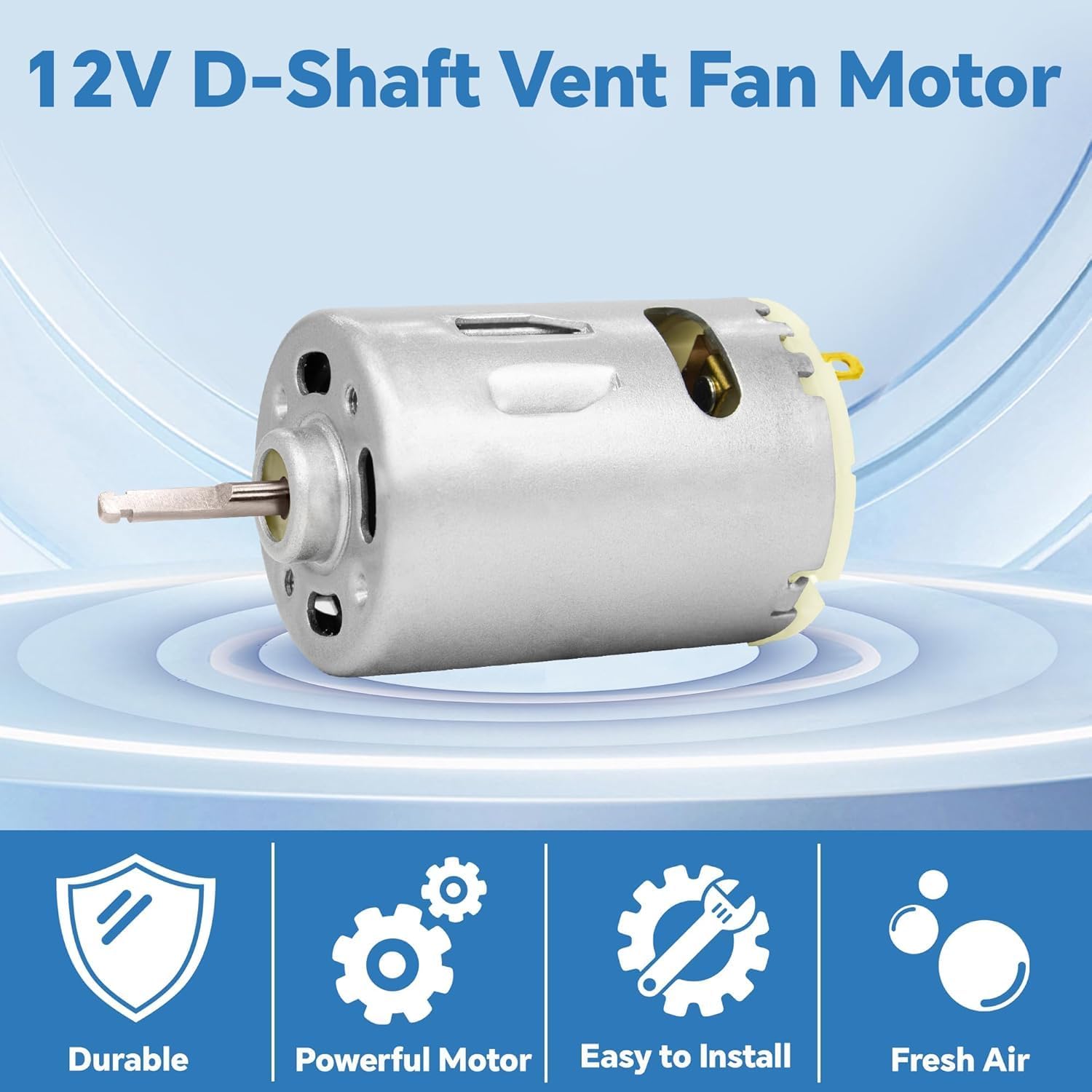 6" RV Vent Fan Blades Replacement & Motor, 12V D-Shaft RV Bathroom Vent Fan Fits for Heng's, Elixir, Jensen, Jayco,Toyota Dolphin RV