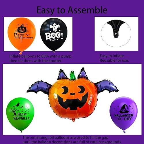 Miniatura 73 de Globos de aluminio de Halloween, globos de cumpleaños de Halloween, número 1, araña, momia, calabaza, murciélago, fantasma, globos para decoración