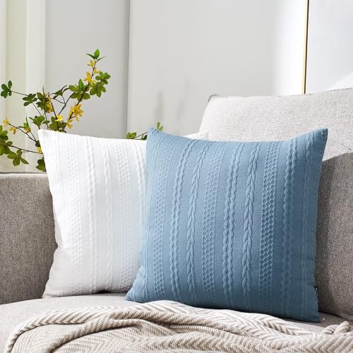 Miniatura 9 de Booque Valley Fundas de almohada rojas navideñas, fundas de cojín decorativas, modernas, trenzadas, ultra suaves, elásticas, para sofá, dormitorio