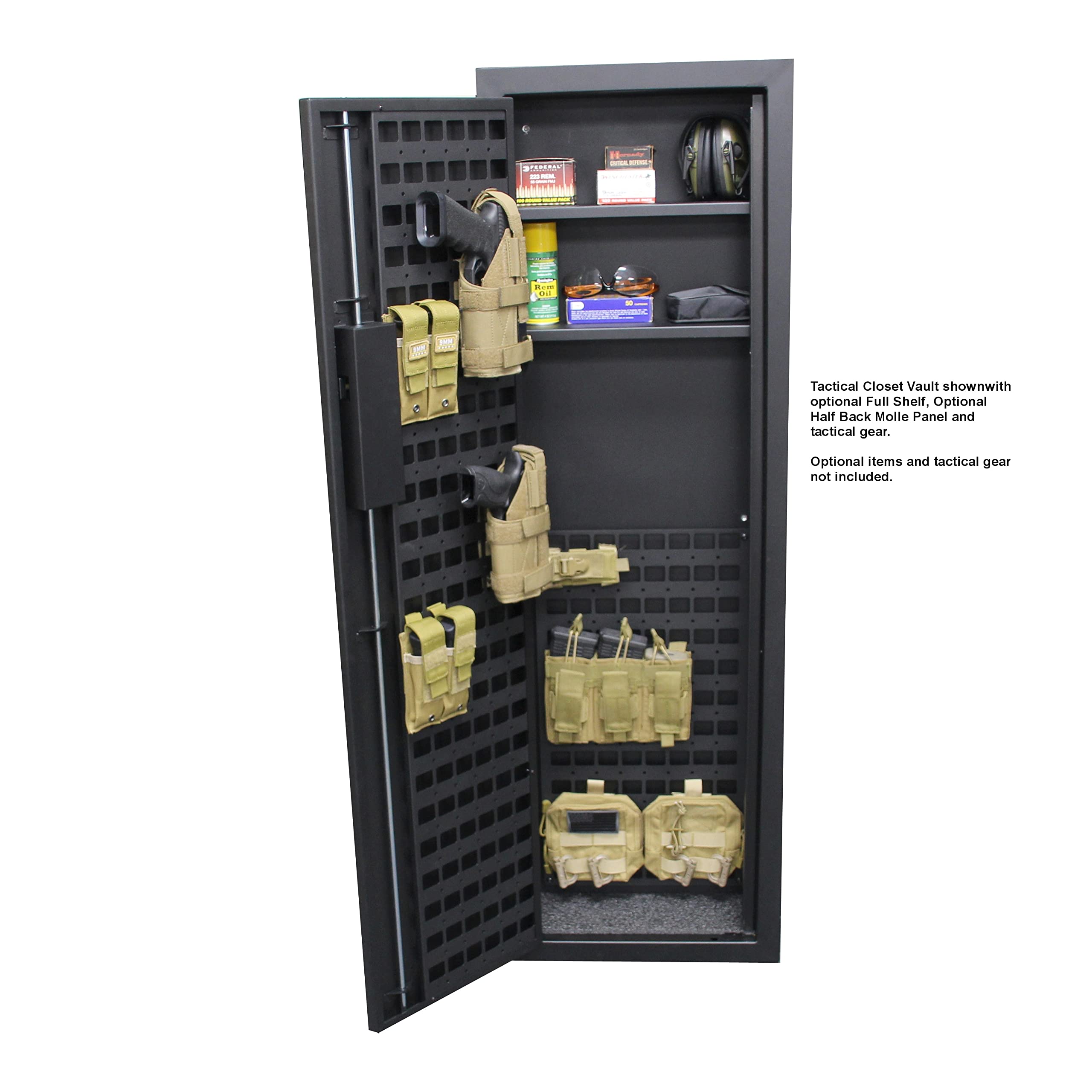 Full Shelf Tactical Black-Adjustable Full Shelf for Tactical Closet Vault, Great for Ammo Storage and Gun Accessories.