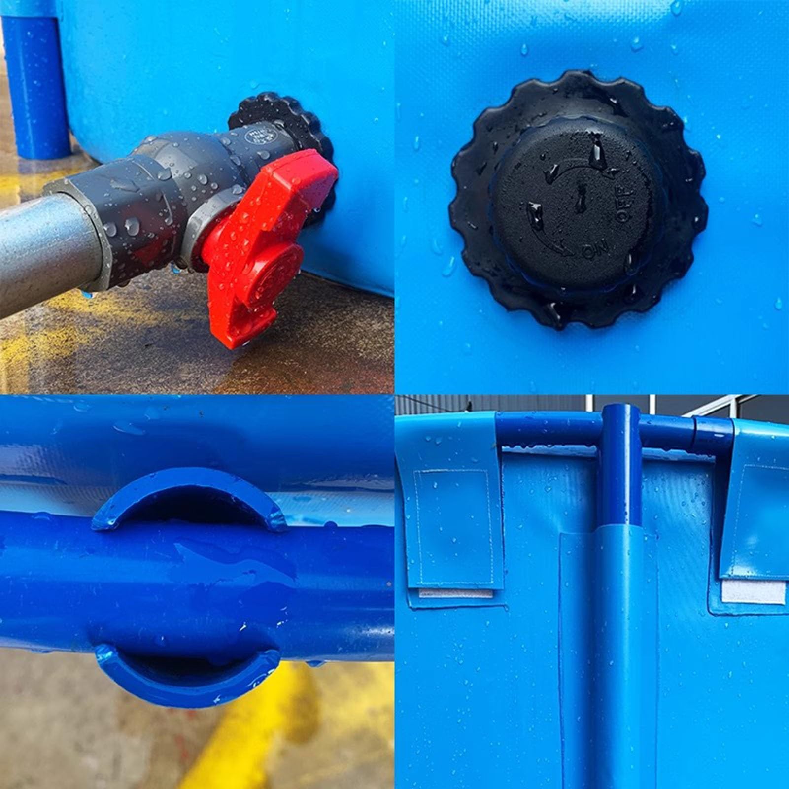 Piscina per pesci in tela fuori terra, vasca rotonda in PVC ispessimento con telaio resistente, grande stagno pieghevole in plastica resistente stagno per la coltura dell'acqua (1,8 x 0,6 m)