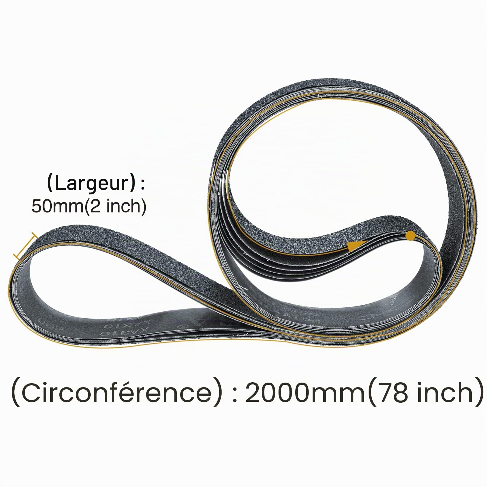 Lot de 6 bandes abrasives 50 x 2000 mm - Grain 60/120/240/400/600/800 - Bandes abrasives en carbure de silicium pour le polissage et l'élimination de la rouille du métal (50 x 2000 mm)