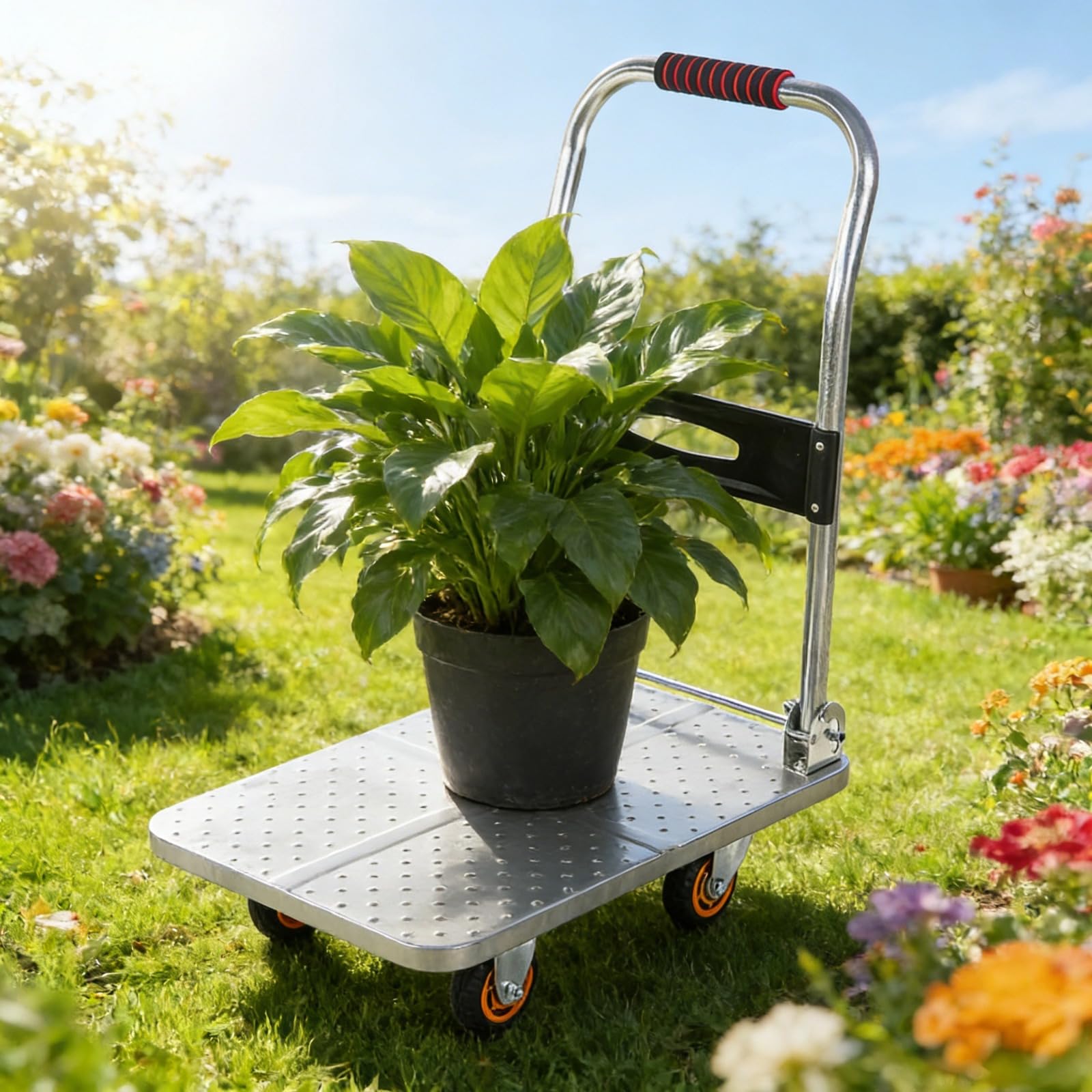 Carrello pieghevole resistente con ruote 60 x 40 cm Tlley per un facile sollevamento di carichi pesanti e transatlantico, piattaforma pieghevole versatile per trasloco di forniture e attrezzature
