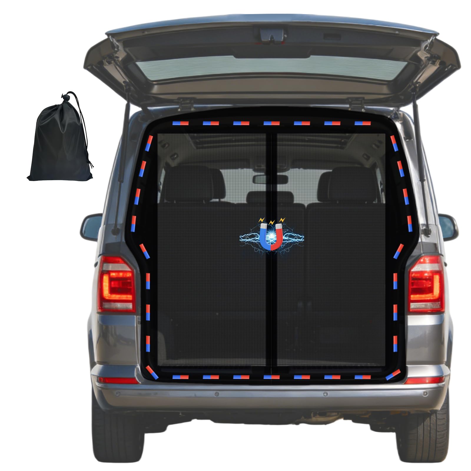 Moustiquaire hayon VW T5 T6 155x146 cm avec fermeture éclair pour le camping