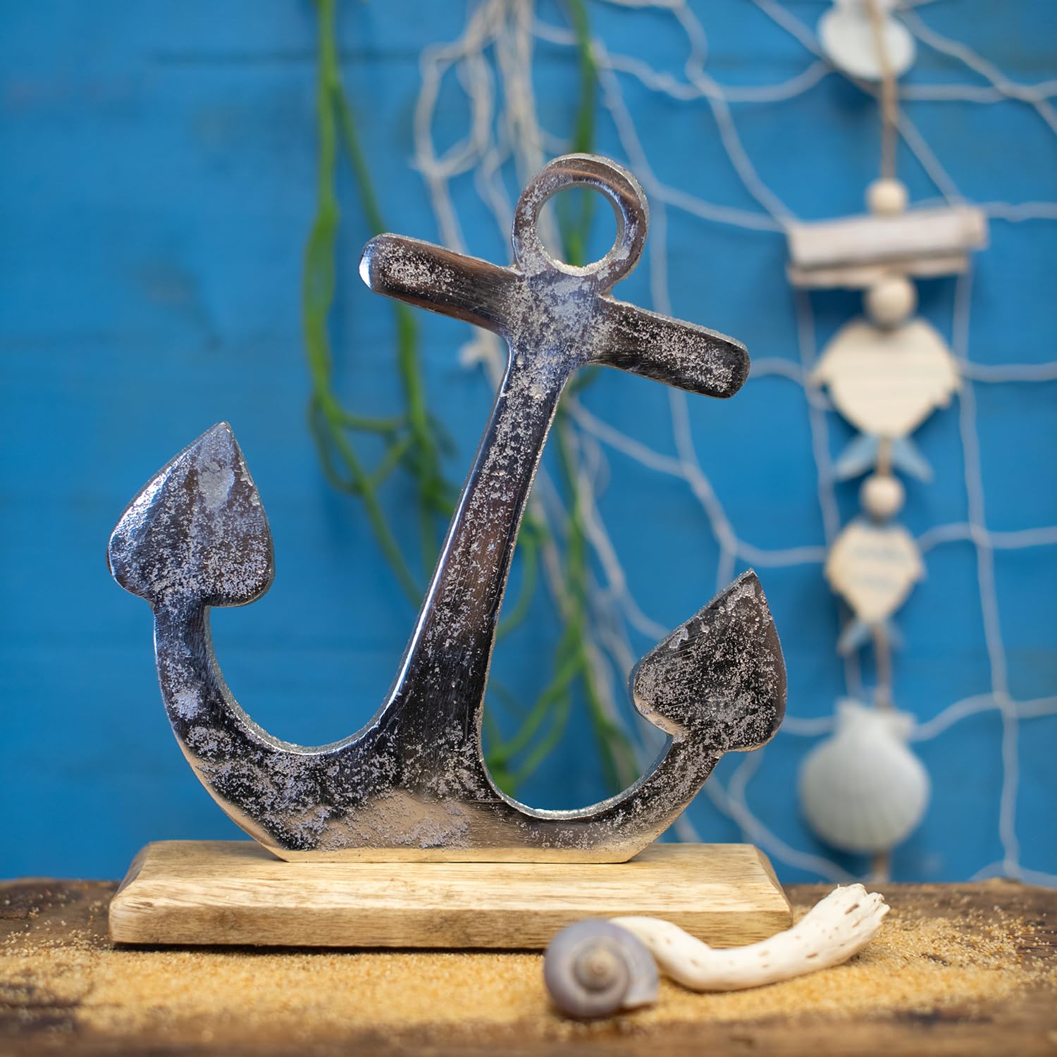 Logbuch-Verlag Deko Anker Metall Holz zum Hinstellen 22 cm Schiffsanker Maritime Dekoration Hochzeit Geschenk Küche, Haushalt & Wohnen