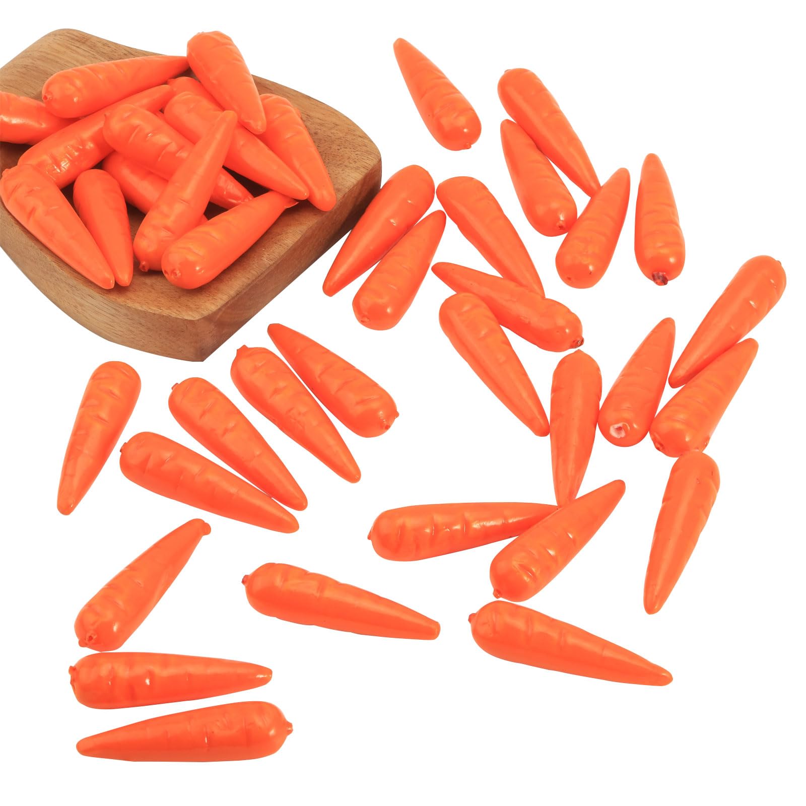 CHGCRAFT 50Pcs Mini Easter Decor Carrots Realistic Fake Carrots Lifelike Carrots Simulation for Floral Arrangements Easter Home Kitchen Display Decoration, 2.28 Inch