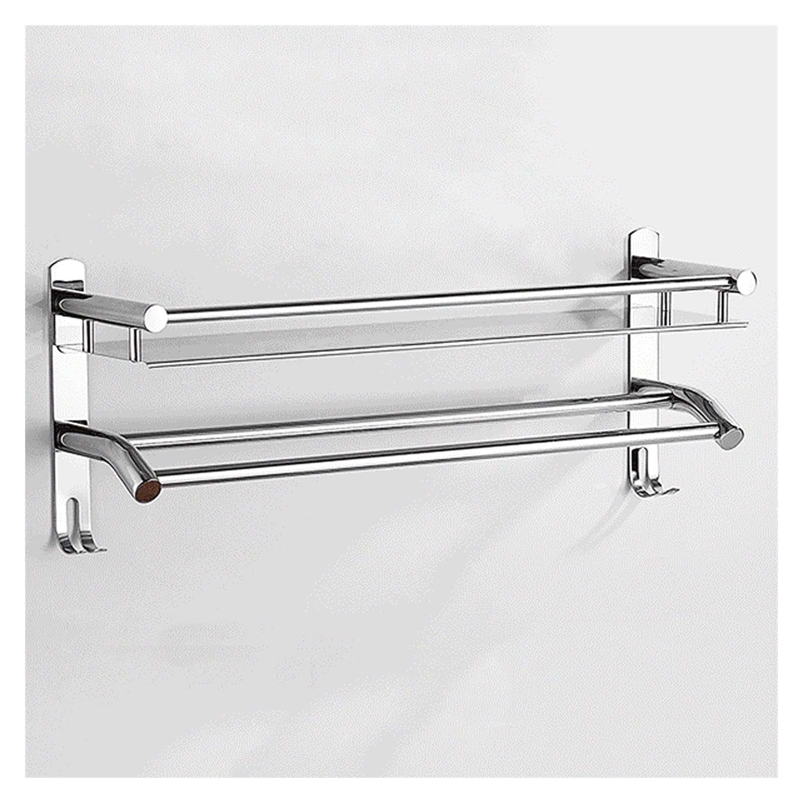 GLETSF Towel Rack Shower Shelf Bathroom Crest Towel Towel Shelf With Two Towel Rail Wall Mount Floating Shelves For Wall 304 Stainless Steel S