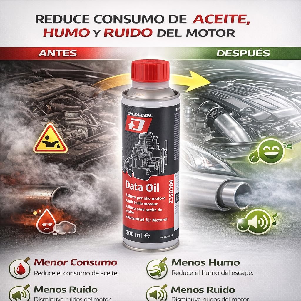 Datacol Aditivo para Aceite de Motor Data Oil 300 ml – Antihumo y Anticonsumo | Tratamiento para Motor, Reduce Ruido, Mejora Lubricación y Protección | Gasolina y Diésel con DPF (1) - 3