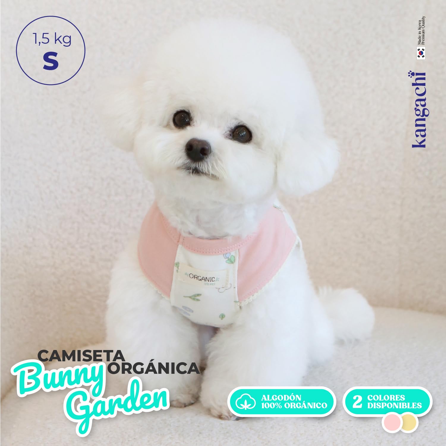 Its Dog & Kangachi - Camiseta para Perro 100% Algodón, Diseño Conejito, Camiseta para Perros Pequeños, Ropa Perro Ligera, Hipoalergénico, Suave y Fresca, Made in Korea, Rosa M