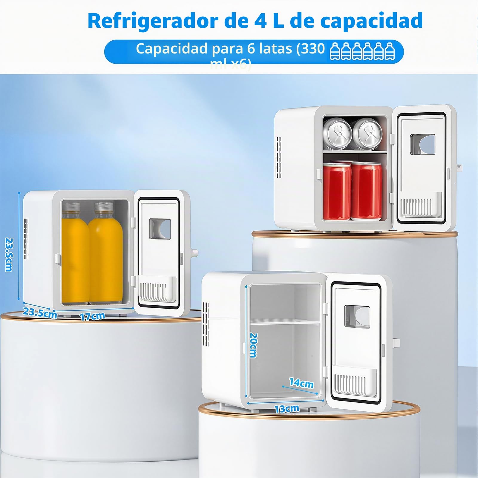 Vexloria Mini Nevera, 4L nevera Skincare, CA 220V/ CC 12V para Coche, Enfriar para Dormitorio, para coche, oficina, dormitorio CGA1