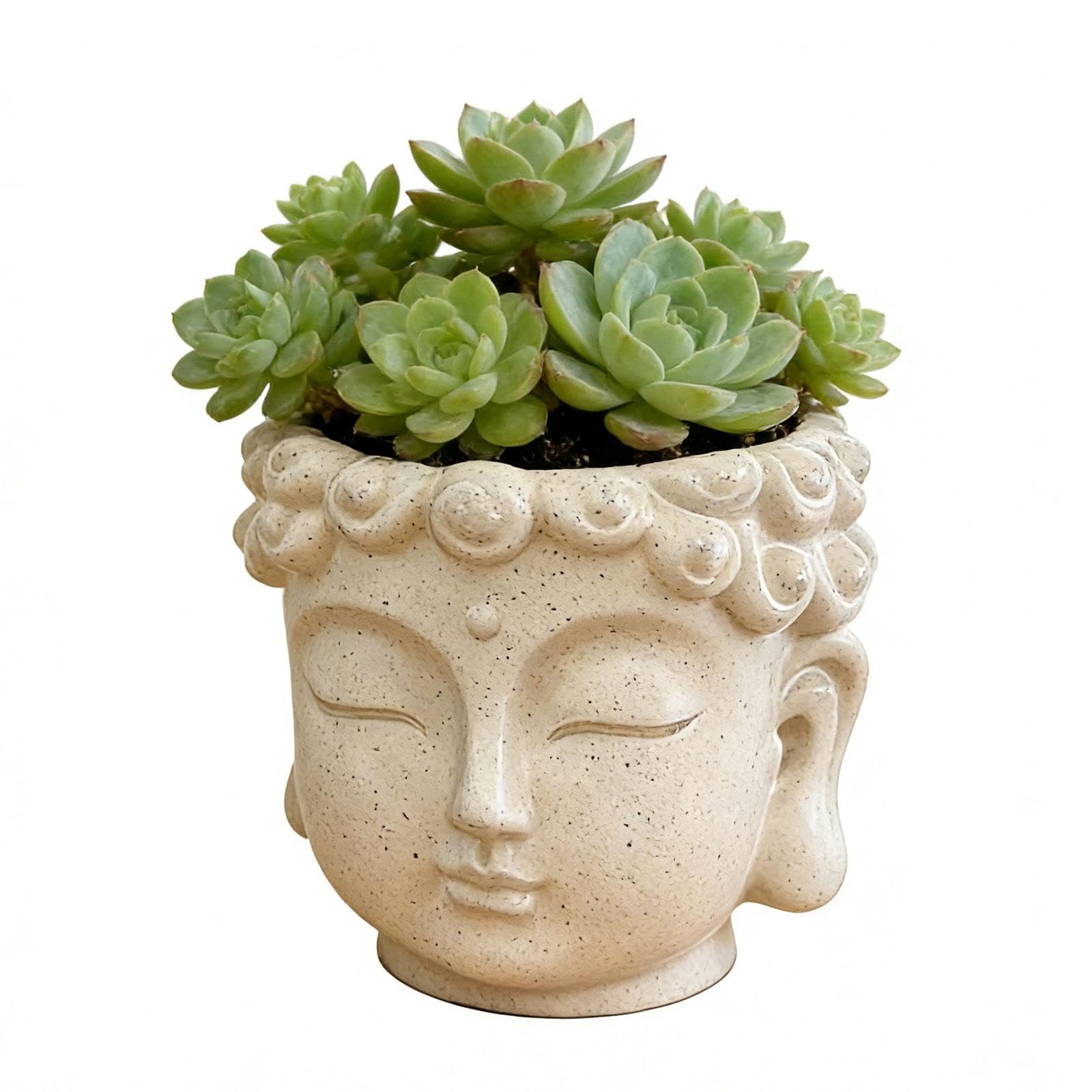 Hsioluted Buddhas Head Flower Pots Plant Containers Indoor Plant Gift Gray Decorative Flower Vase Planter for Table Centerpiece Buddhas Statue Flowerpot Container