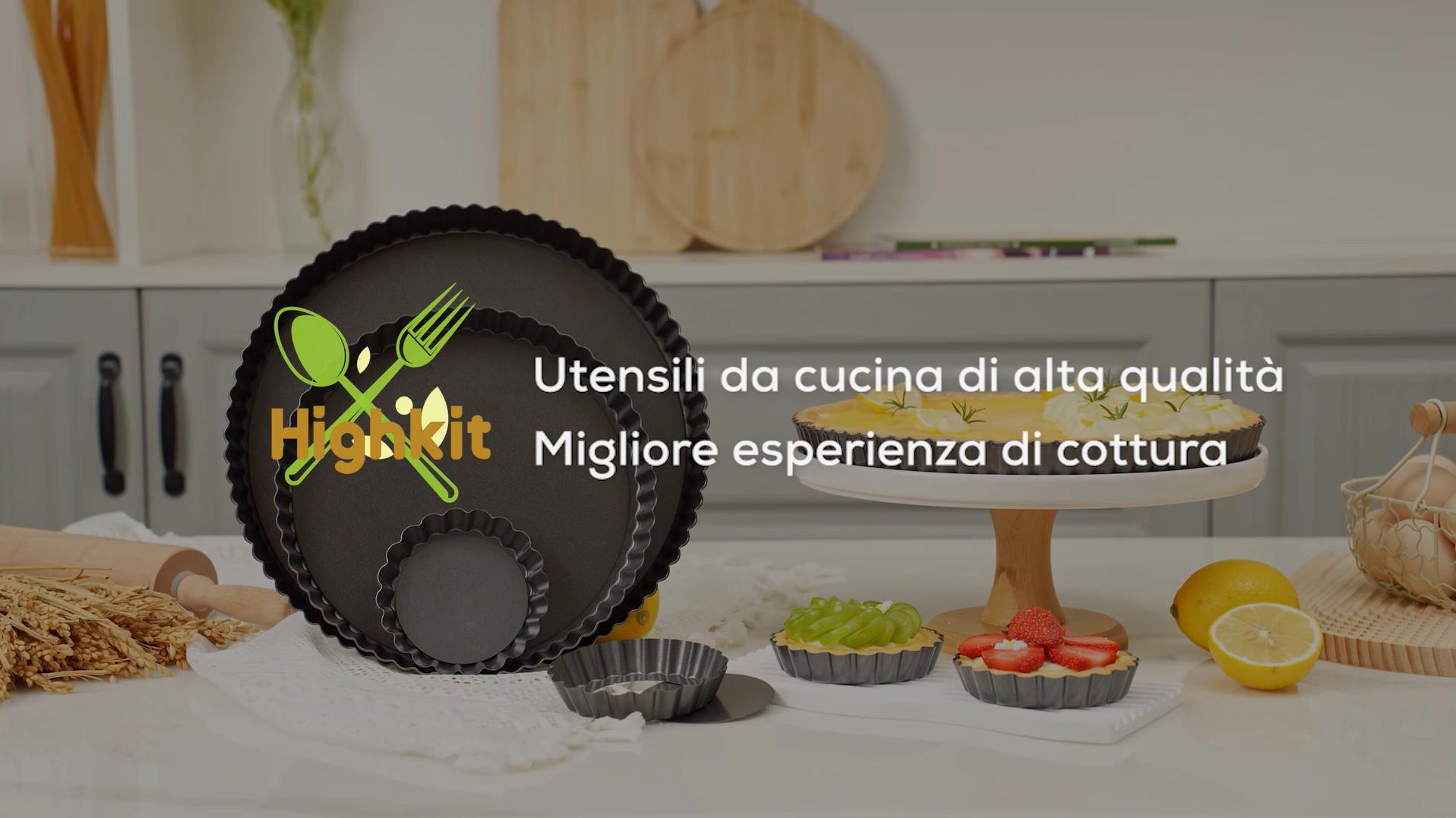 SINJEUN Set 4 Stampi Per Crostate E Torte Con Fondo Amovibile – 20 Cm Di Diametro, Antiaderenti, In Acciaio Al Carbonio, Per Quiche, Dolci E Pizze
