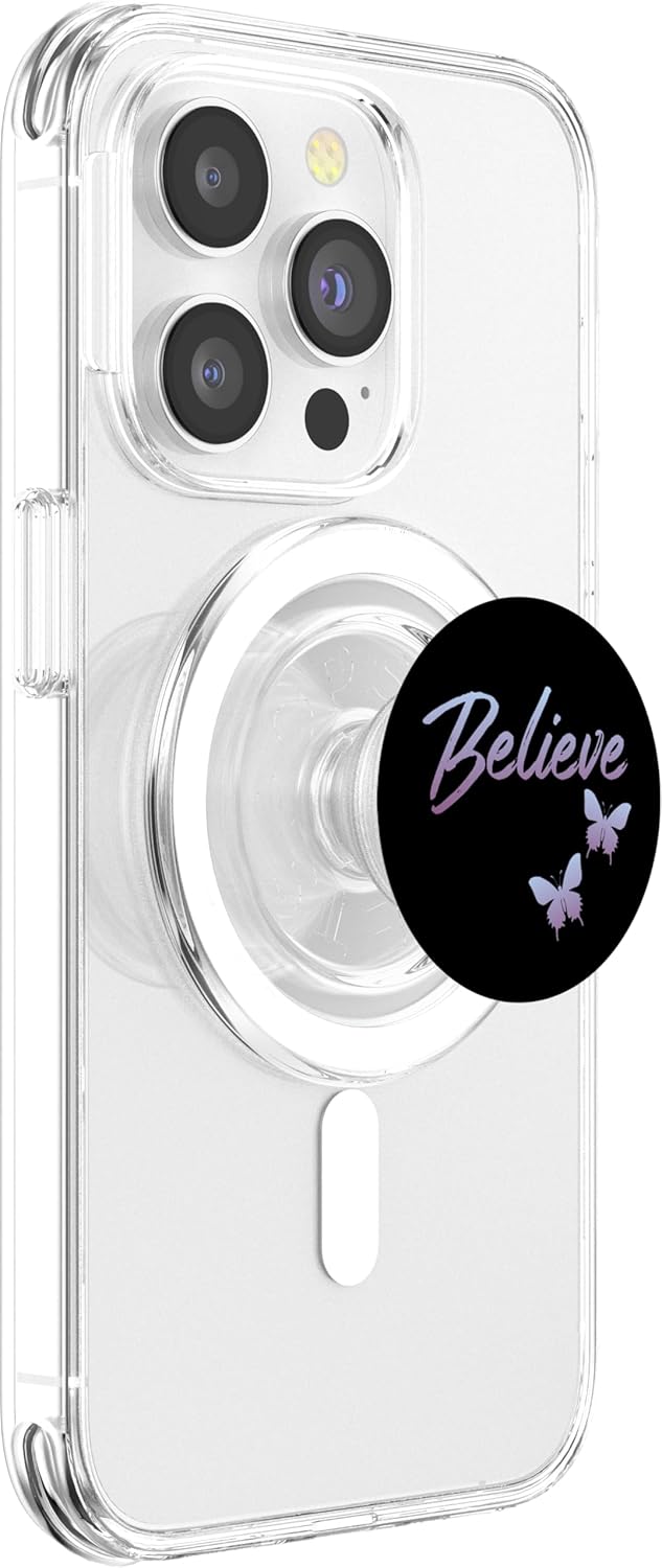 Inspirational Quote Believe With butterfly pop socket PopSockets PopGrip for MagSafe