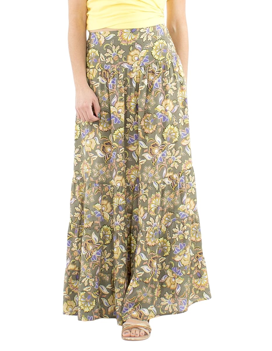 Coline : Jupe Longue Bohème Imprimé Printanier en Viscose