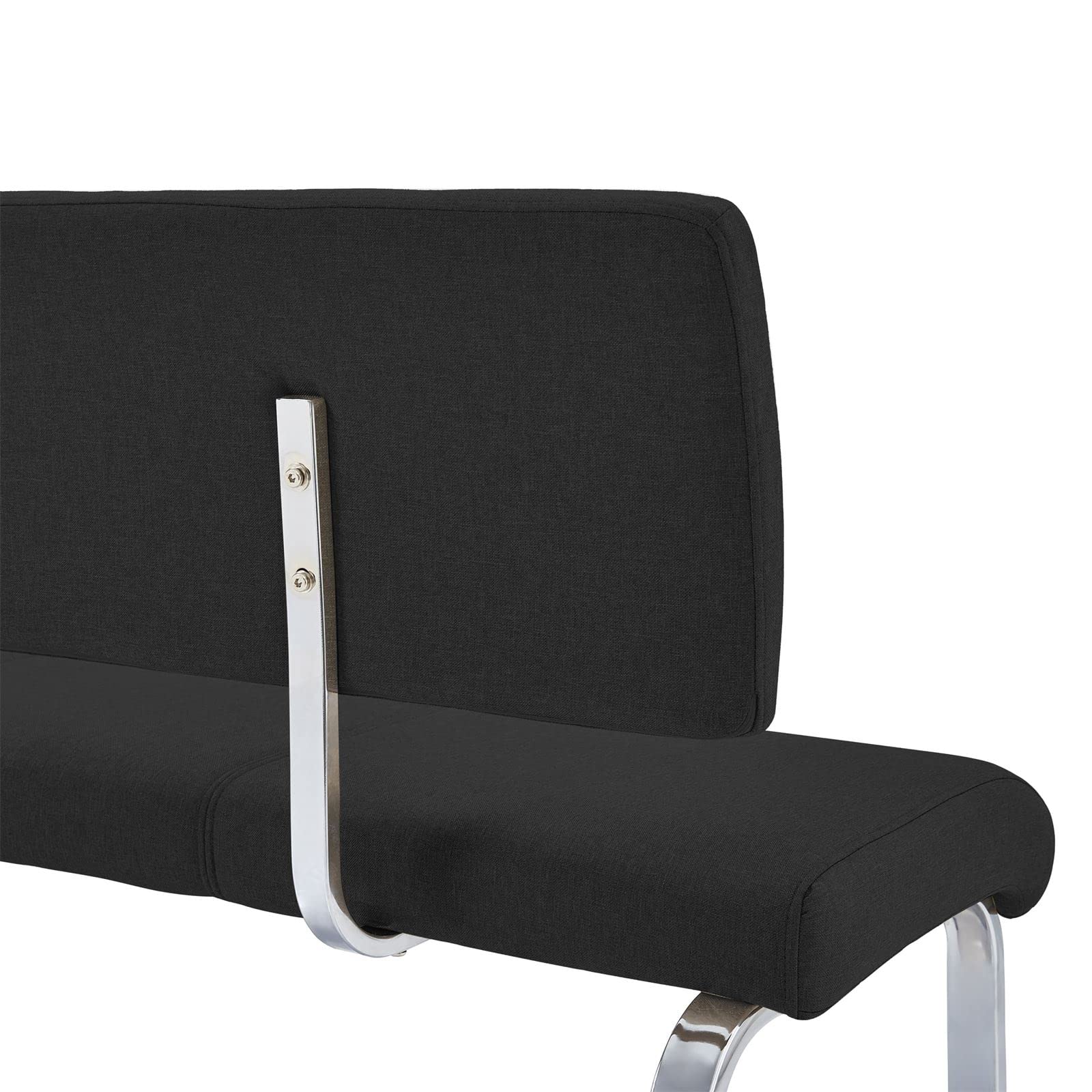 IDIMEX Banc sallle à Manger Vilas L 135 cm, siège avec 3 Places, Banquette au piètement chromé et Dossier au revêtement en Tissu Noir