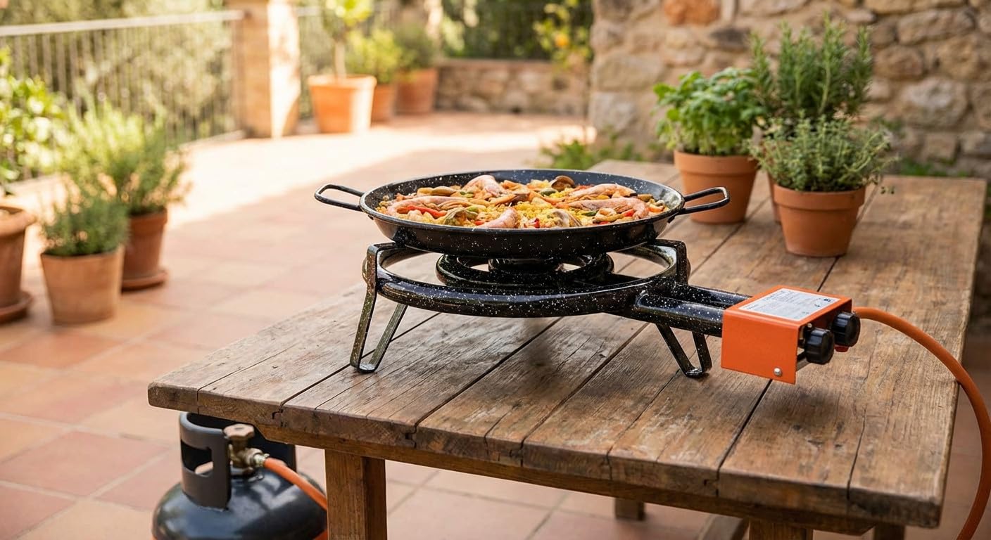 Suinga Fornello Paellero Gas Butano 30 cm, 1 bruciatore per paelle 36-46 cm