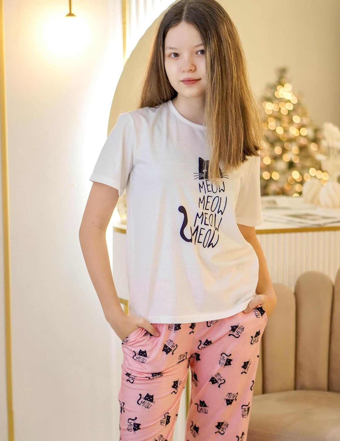 Arshiner Girls Pajama Set 3 Piece Short Sleeve Sleepwear Summer Soft Cute Pjs Outfits - Image 4