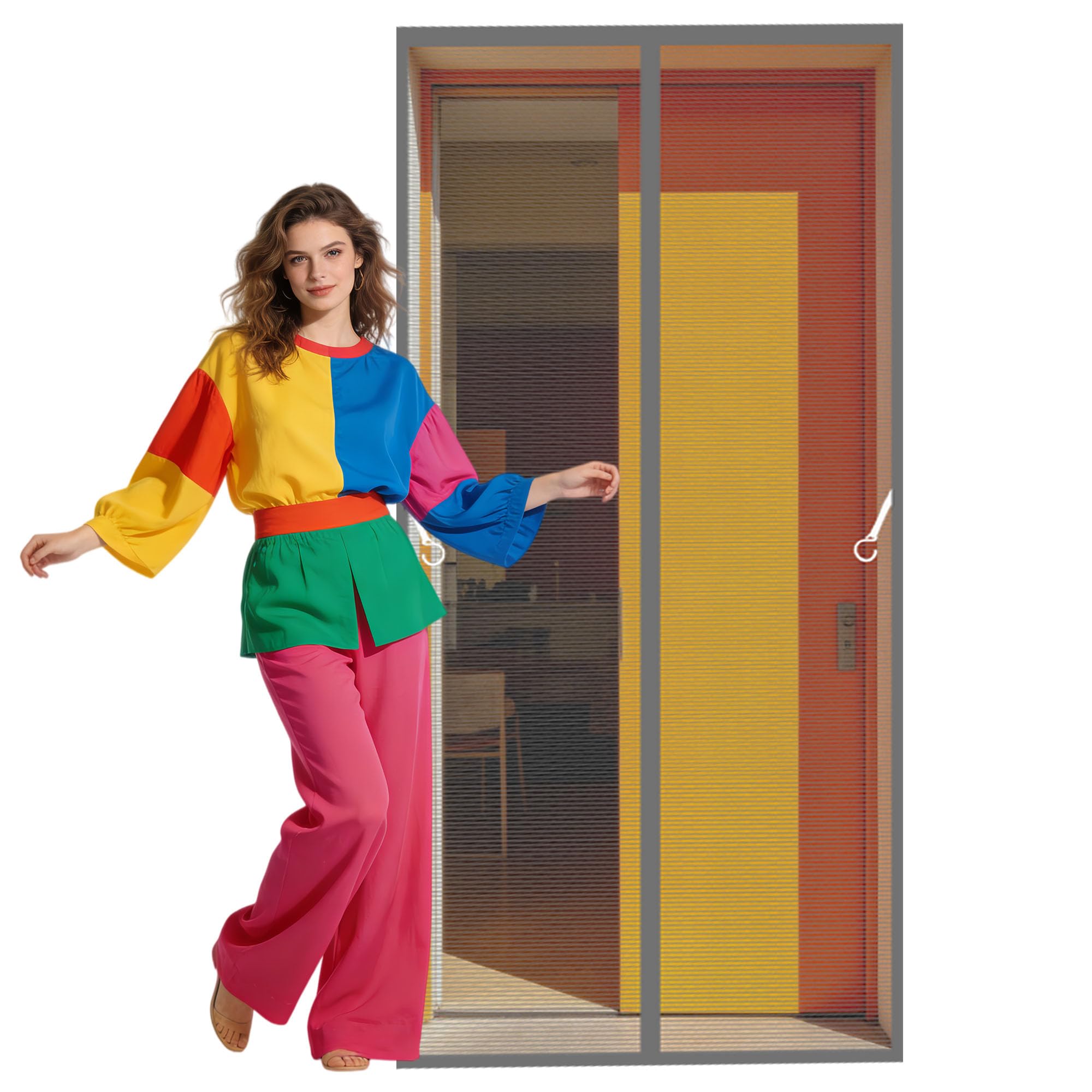 Moustiquaire de balcon ajustable grise 99 x 280 cm pour un air frais