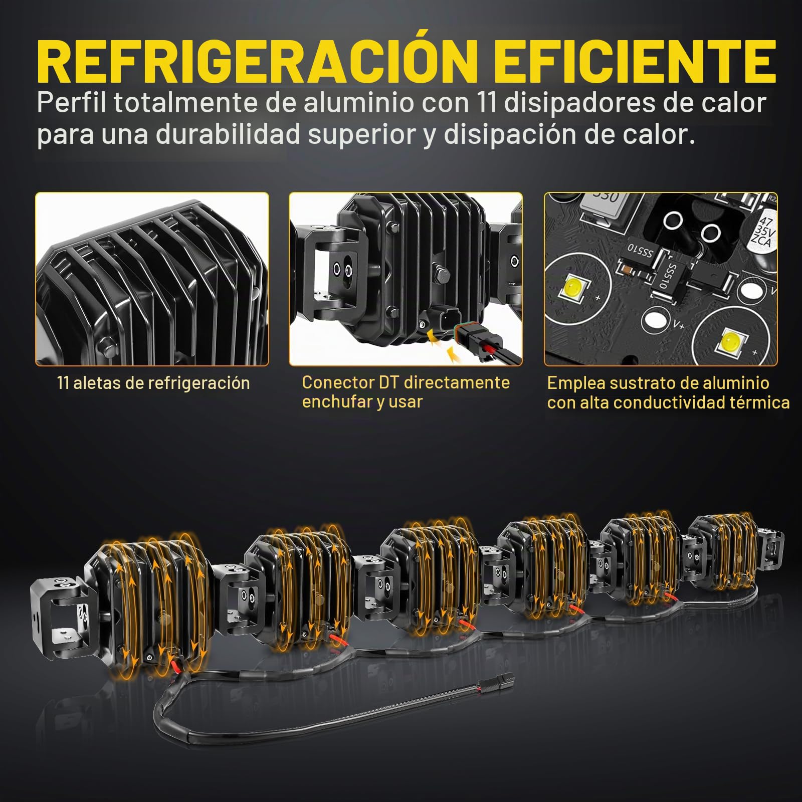 RIGIDON Barra luz led y 12V DT cableado Kit, 40 Pulgadas 102cm 180W 15000lm | 6000K blanco, barra luminosas led, largo alcance, faros antiniebla, para off road todoterreno camión coche ATV SUV UTE 4x4