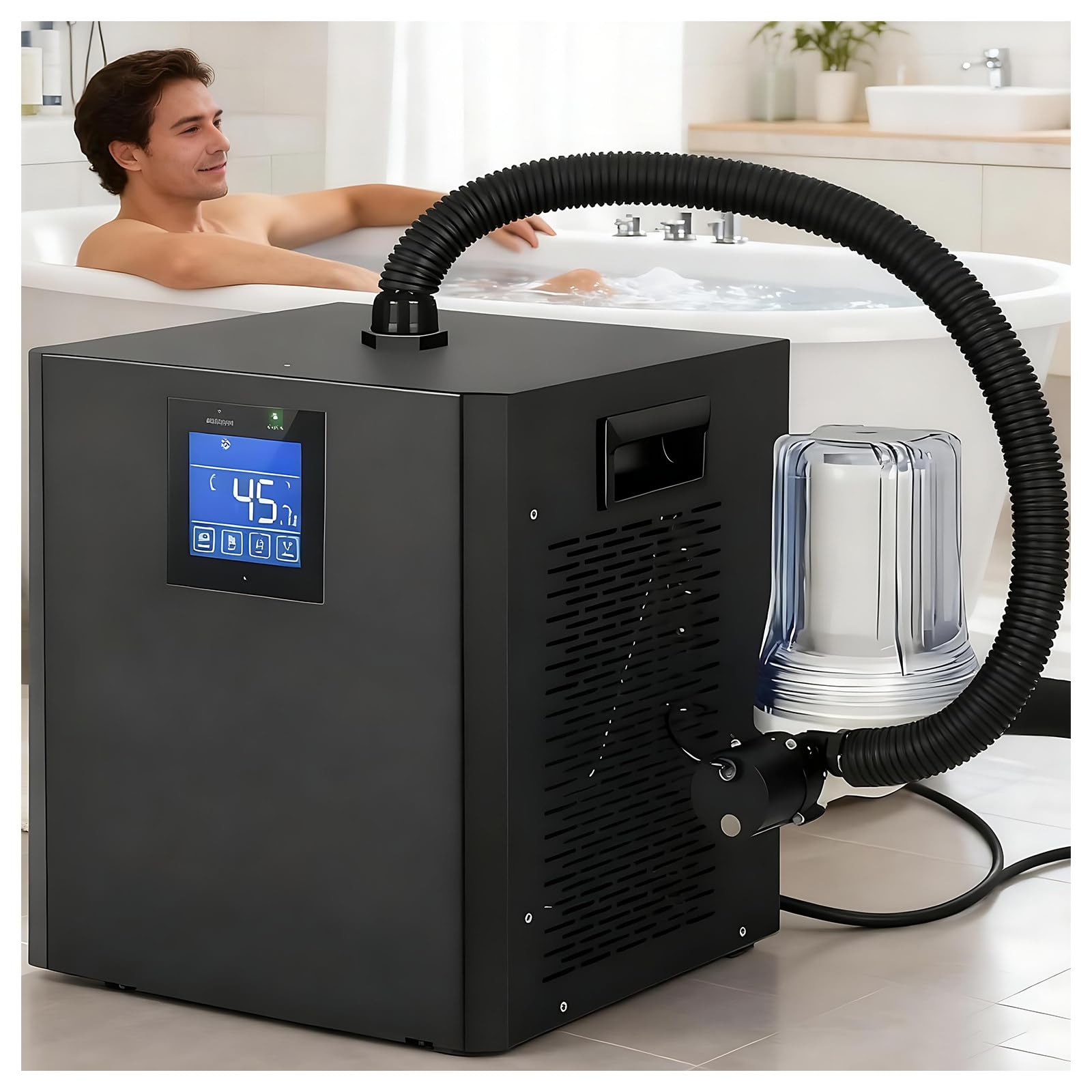 MIAOXIAOLONG Ice Bath Water Chiller,300W Water Chiller Cold Plunge Chiller with External Filter & Submersible Pump,Universal Cooling System with LED Display,Ice Bath Cold Water Recovery