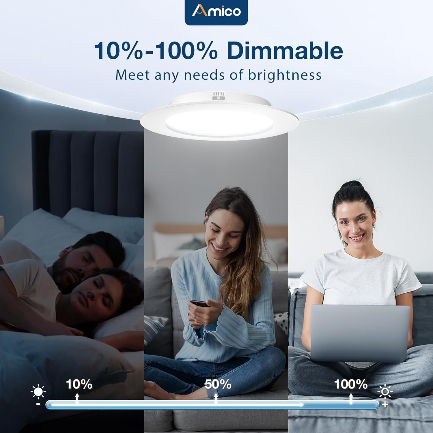 Amico 40 Pack 5/6 inch & 4 inch 5CCT LED Recessed Lighting, Dimmable, Can Lights with Baffle Trim, 12.5W=100W, Retrofit Installation, Damp Rated, ETL&FCC