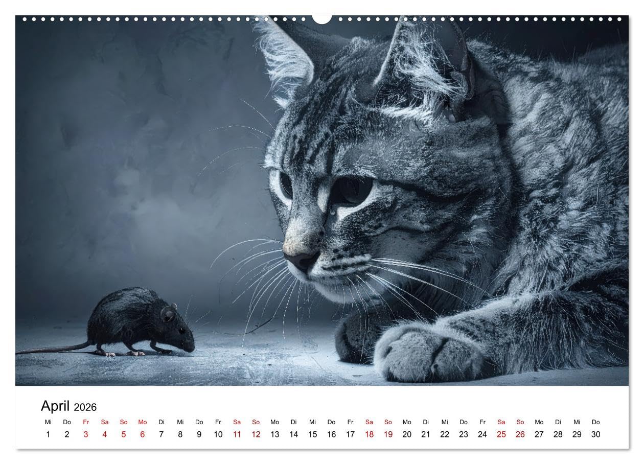 Kunst Katzen (Wandkalender 2026 DIN A2 quer), CALVENDO Monatskalender: Katzen in den verschiedensten Kunstepochen