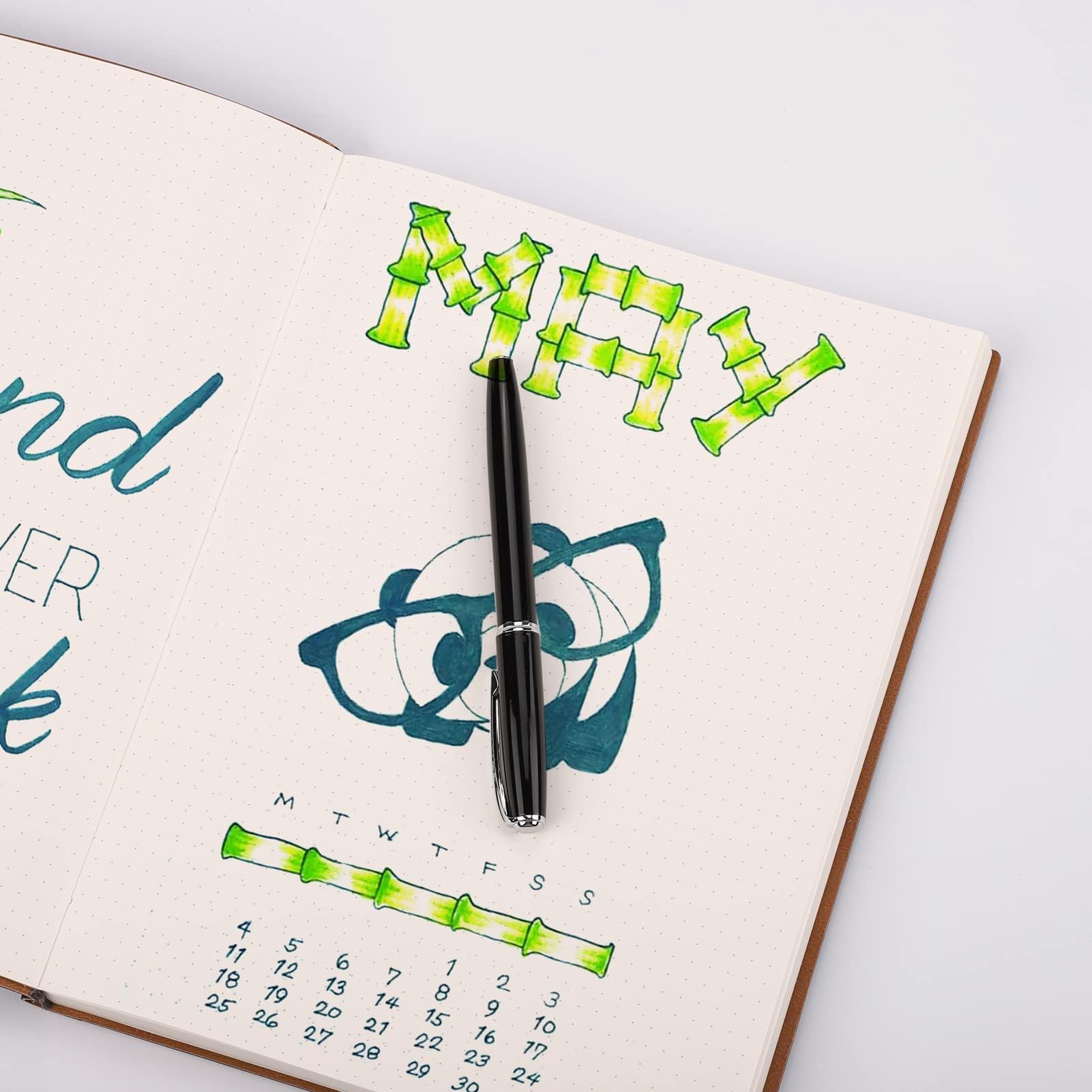 AHGXG Bullet Dotted Journal 2 Pack – B5 großes Tagebuch mit Punktraster (19,1 x 25,4 cm) mit dickem 120 g/m² Punktpapier, weicher Ledereinband, insgesamt 384 Seiten, Innentasche, Schwarzgrün