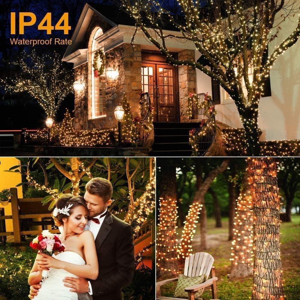 Avoalre Luci di Natale 1000 LEDs 25M, Catena Luminosa 8 Modalità Impermeabile IP44 Luci Albero di Natale Decorative per Interno Esterno Natale Atmosfera Festa Nozze, Bianco Caldo con Giallastro