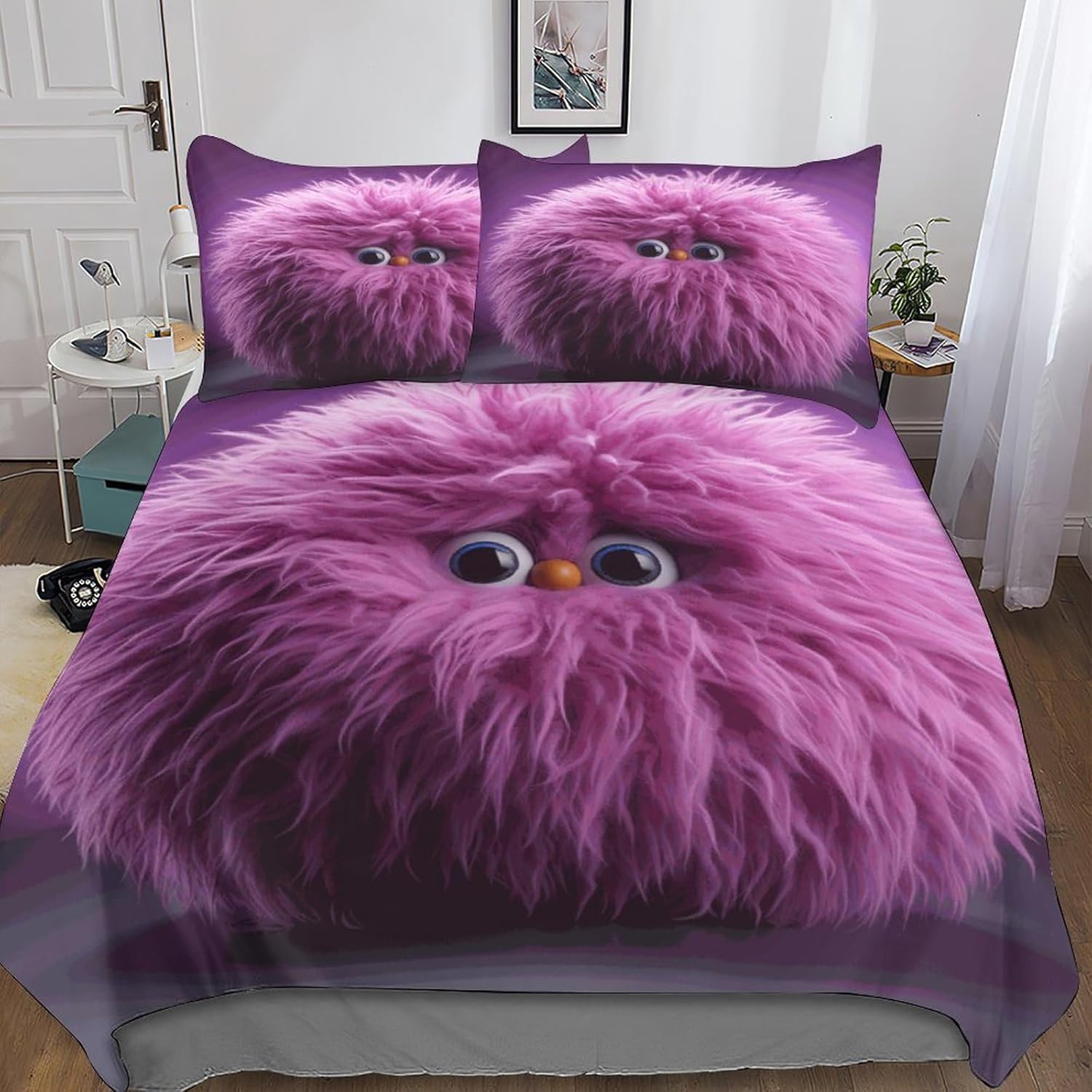 Couverture de lit housses de couette Mignon Fluffy-Ball violet pour lit double 200x200 ado adulte