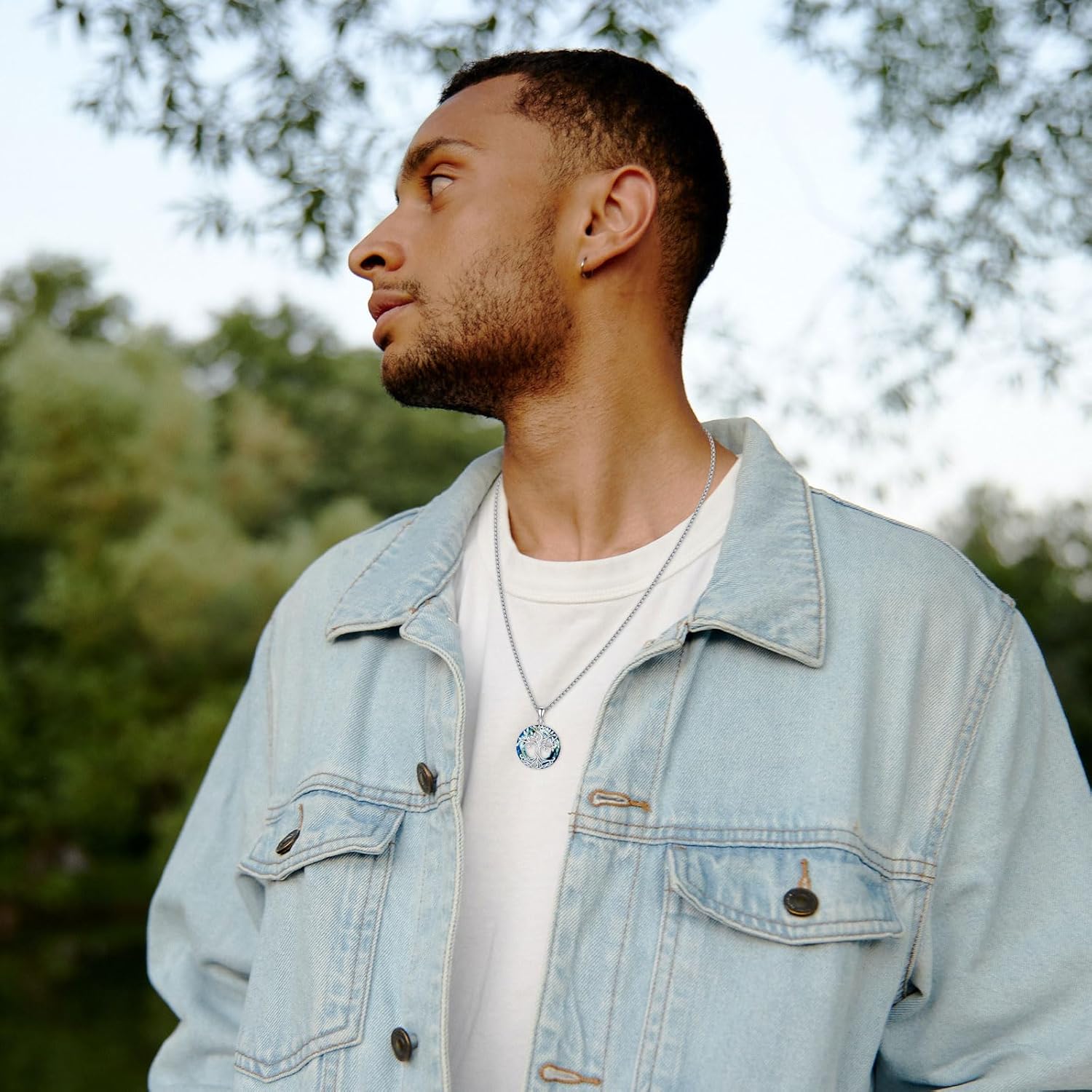 Tree of Life Necklace Tree of Life Pendant 925 Sterling Silver Abalone Shell Opal Malachite Turquoise Moonstone Crystal Necklace Celtic Knot Family Tree Jewelry for Men Women Fathers Day - Image 5