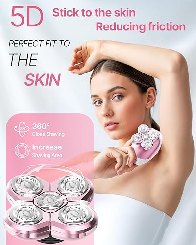 Miniatura 2 de Maquinillas de afeitar eléctricas para mujeres, afeitadora corporal recargable 5 en 1, removedor de cabello seco y húmedo impermeable, recortadora