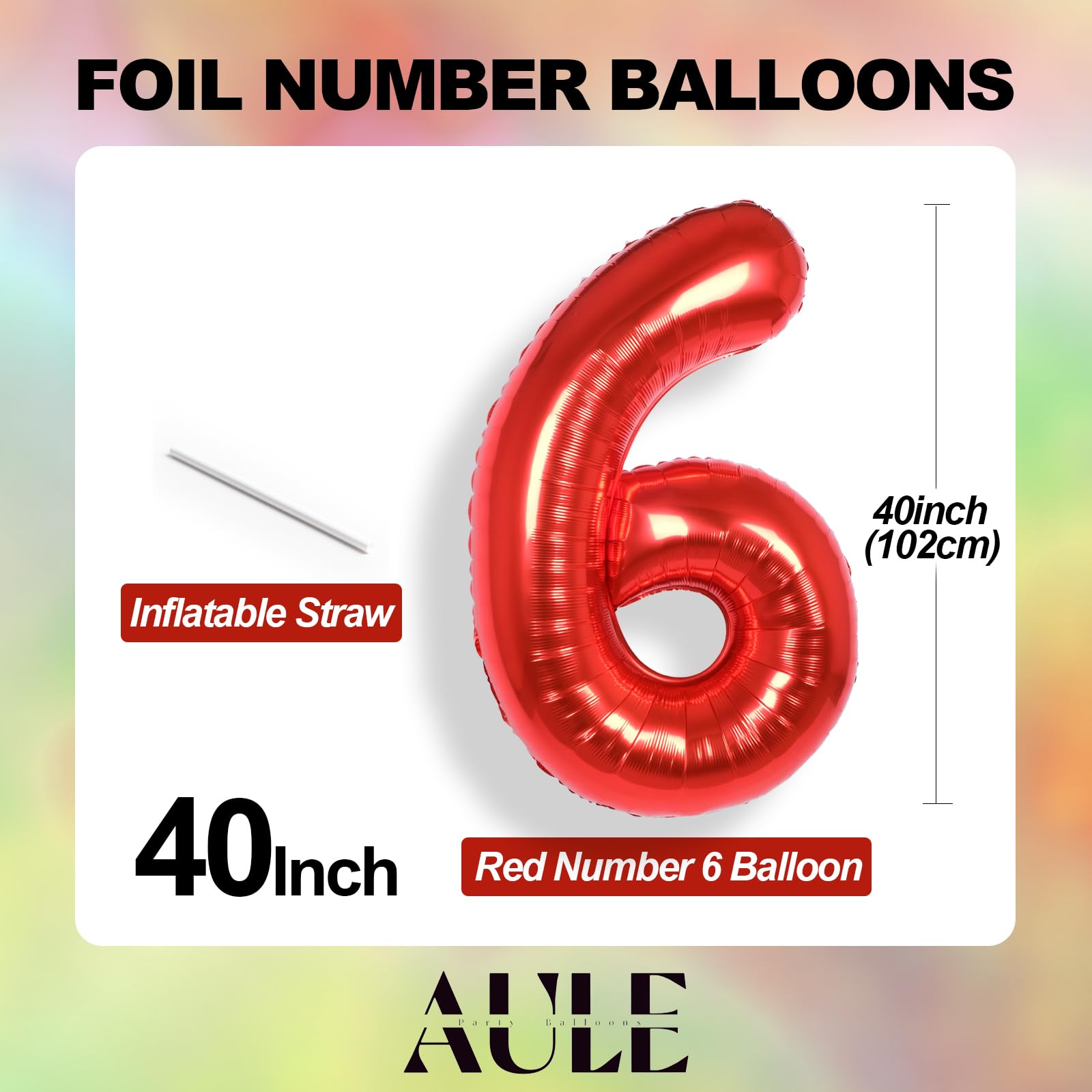 Palloncino Numero 6 Compleanno Rosso: Grande 101 cm Elio Palloncini Rossi Compleanno 6 Anni Mylar Foil Numeri Gigante Bimba Bambina Giganti per Festa di Baby Shower Anniversario Decorazioni