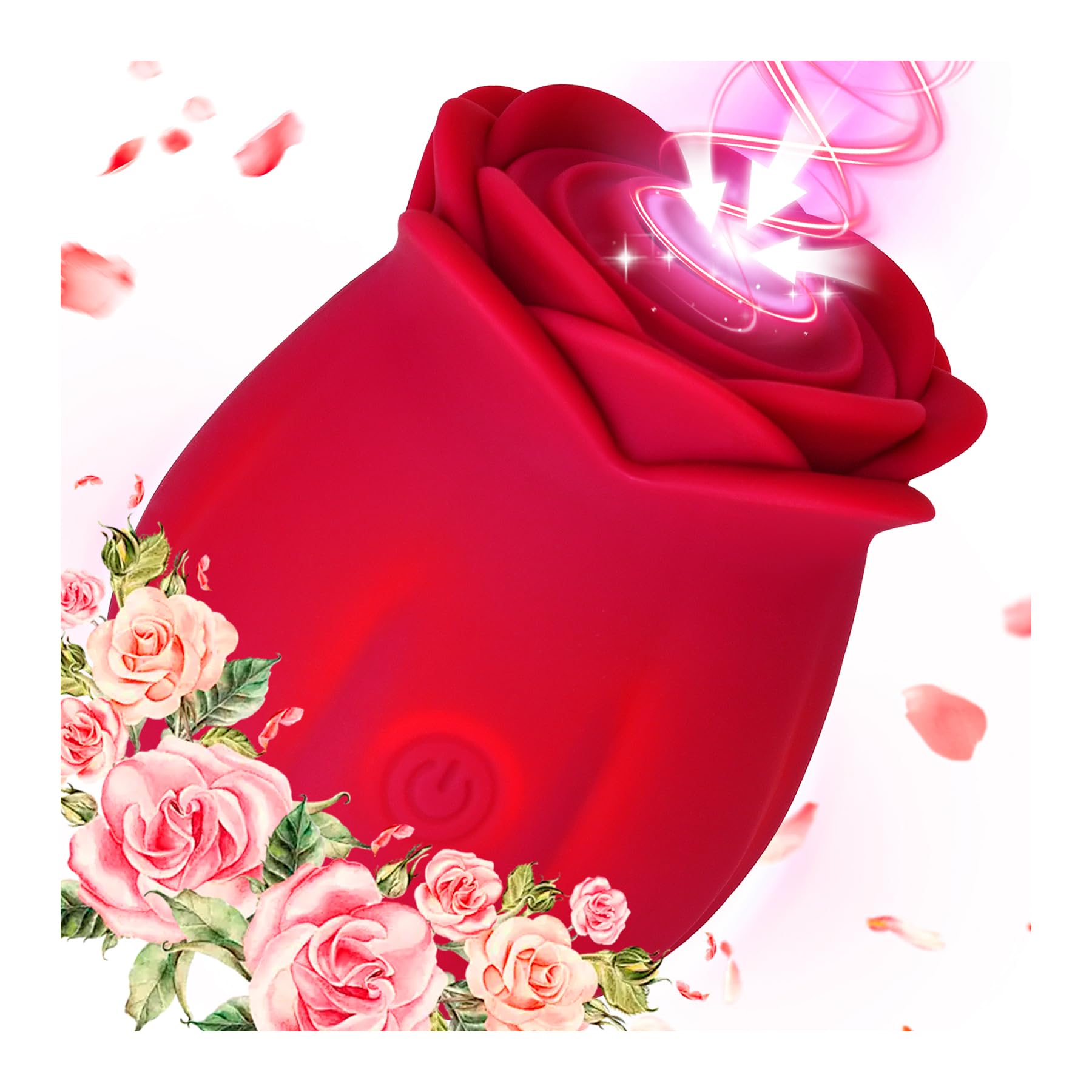 Rose Toy - Sucking Vibrator Clitoral Stimulator with Air Pulse &amp; Vibration, Sex Toy for Women, Rechargeable Adult Toy for Female Pleasure &amp; Self Care, Red