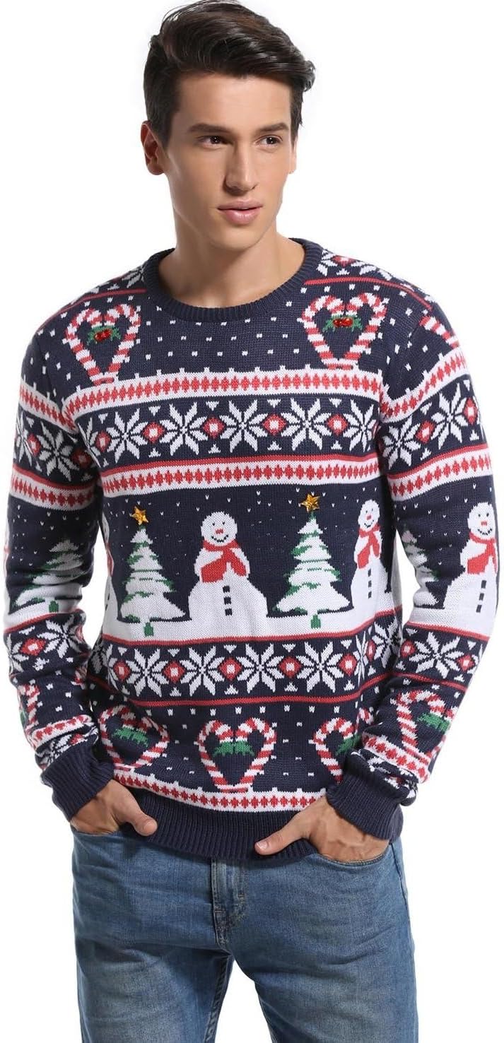 *daisysboutique* Men's Holiday Reindeer Snowman Santa Snowflakes Sweater - Image 5