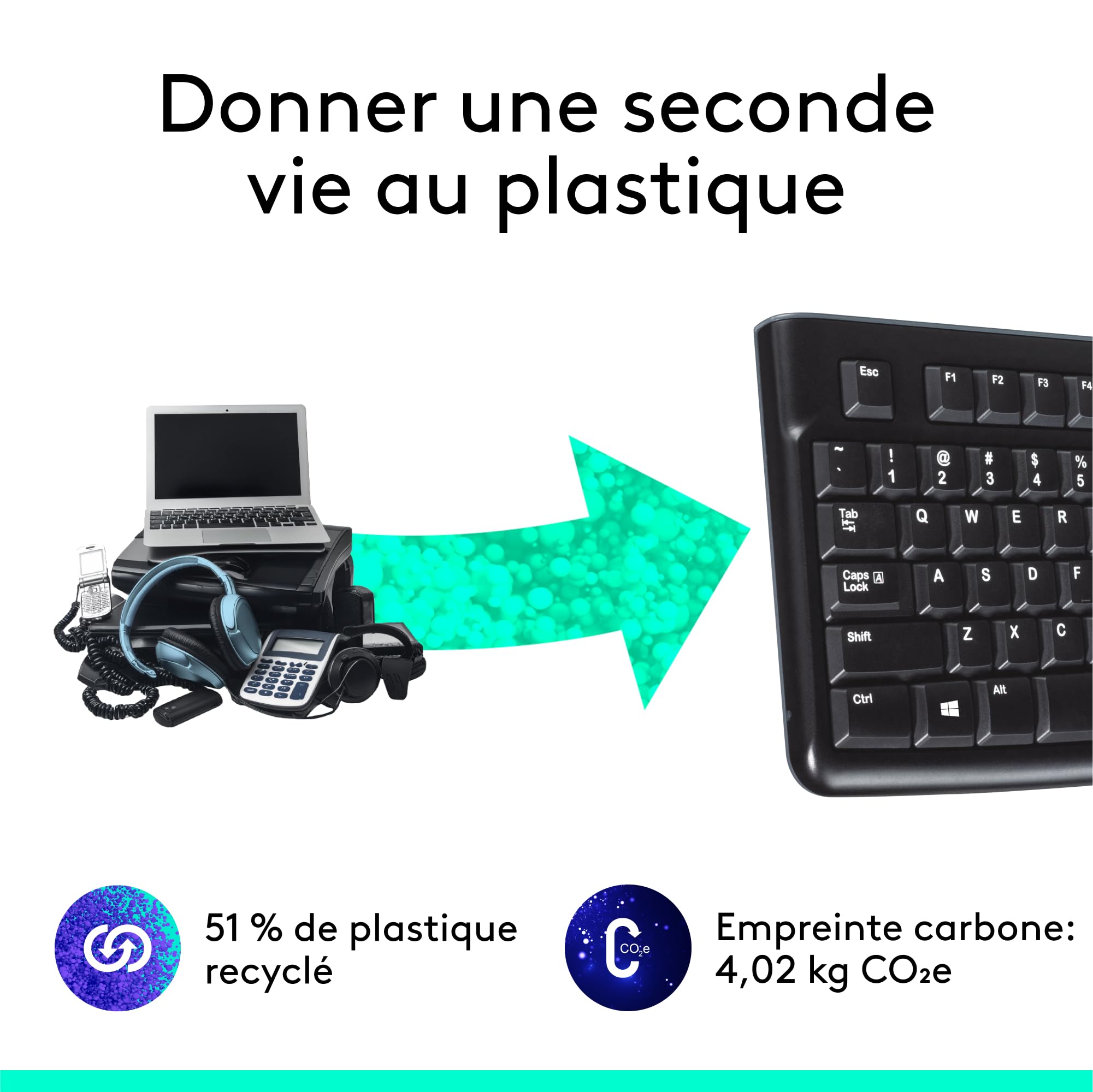 Logitech K120 Clavier Filaire pour Windows, USB Plug-and-Play, Taille Standard, Résistant Eclaboussures, Barre D'Espacement Incurvée, Compatible PC, Ordinateur Portable, Français AZERTY - Noir