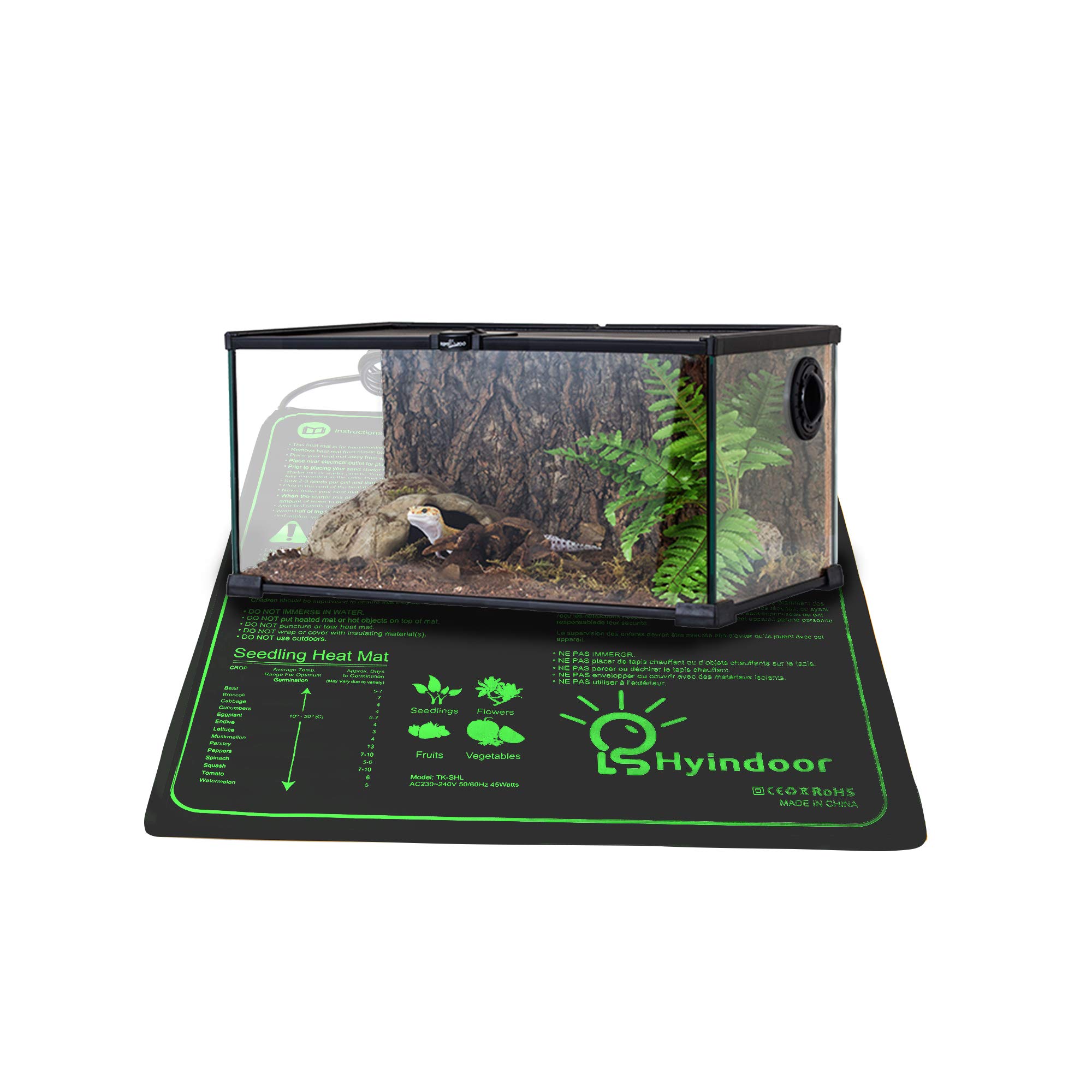 Hyindoor Tapis Chauffant Coussin de Chauffage Hydroponique Imperméable dans Serre de Jardin Heat Mat 50.8x50.8 cm