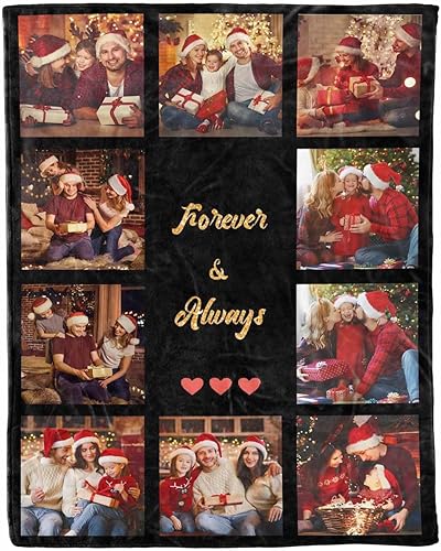 LOSARON Mantas personalizadas con fotostexto, manta personalizada con imágenes para cumpleaños, Navidad, San Valentín, para cama, sofá, viajes