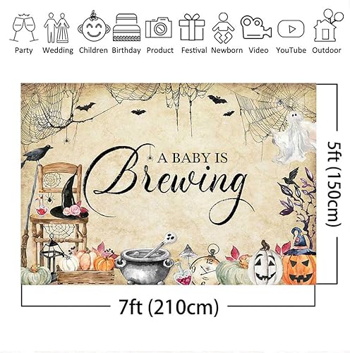 Miniatura 4 de Mocsicka Telón de fondo de fotos de Halloween para baby shower, pancarta espeluznante con diseño de calabaza para baby shower, para recién nacidos,