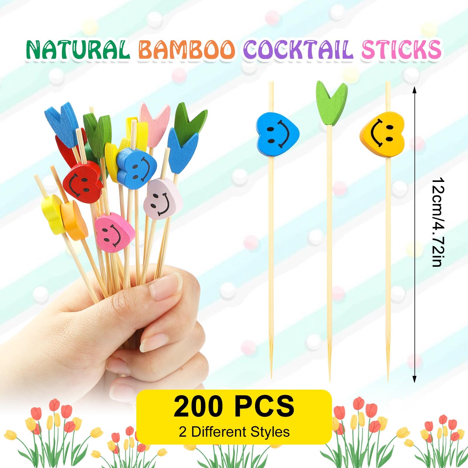 200 Palitos De Bambú Para Brochetas - 5 Mm X 7 Pulgadas, Para Manzanas De Caramelo, Barbacoa Y Manualidades