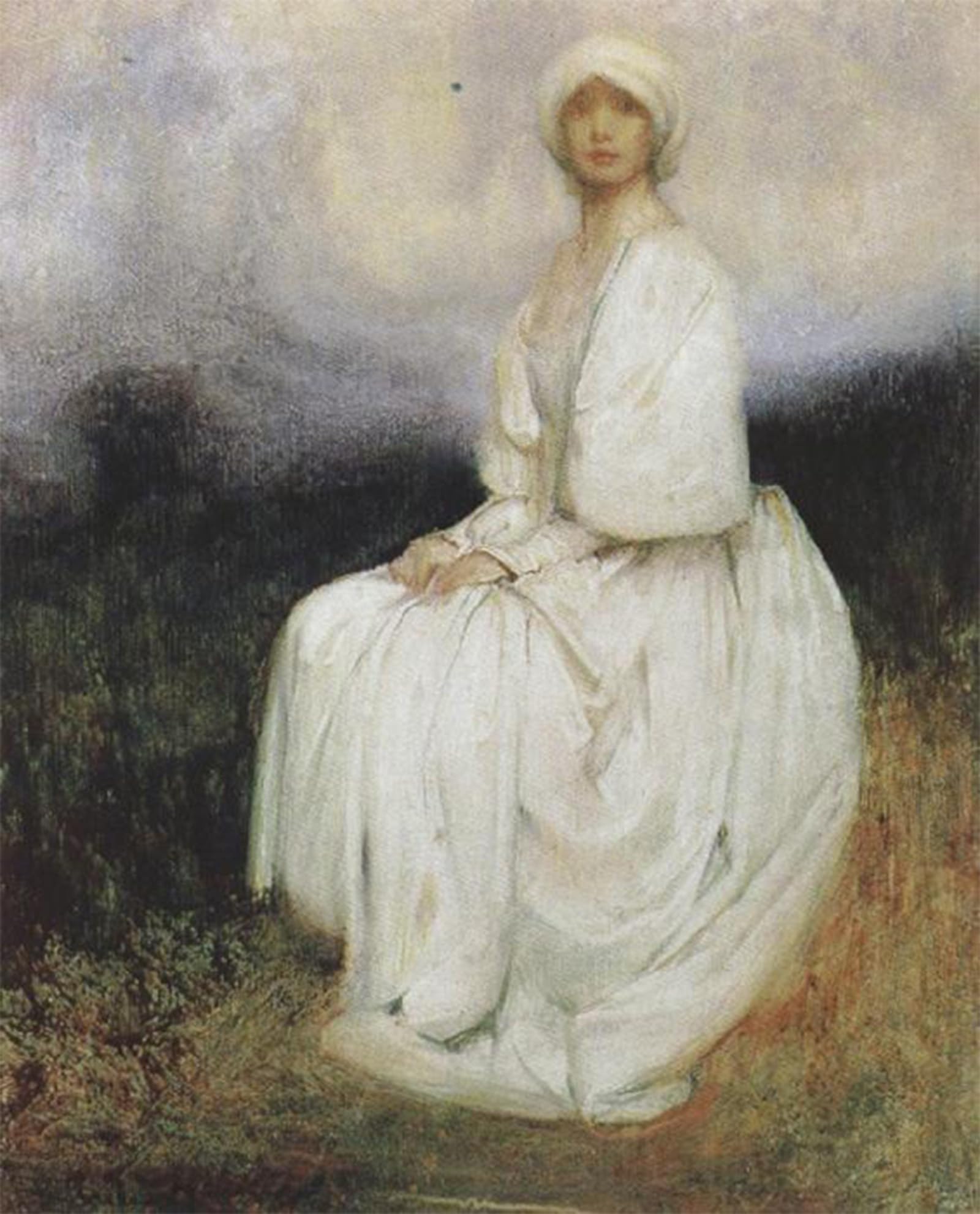 POSTERIIk Famous Modern Artwork Art Mural the Girl in White by Arthur Hacker Oil Paintings Pictures for Home Decor 60x90cm