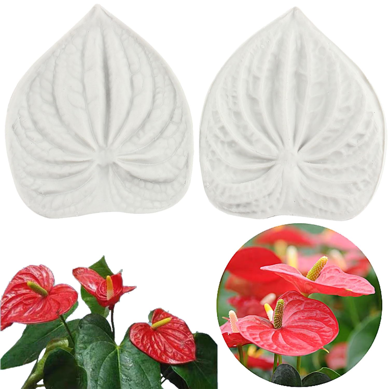 Stampo In Silicone Per Fiori Di Anthurium, 11,5x20,1 Cm. Per Fondente, Cioccolato, Argilla Polimerica. Adatto A Contatto Con Alimenti.