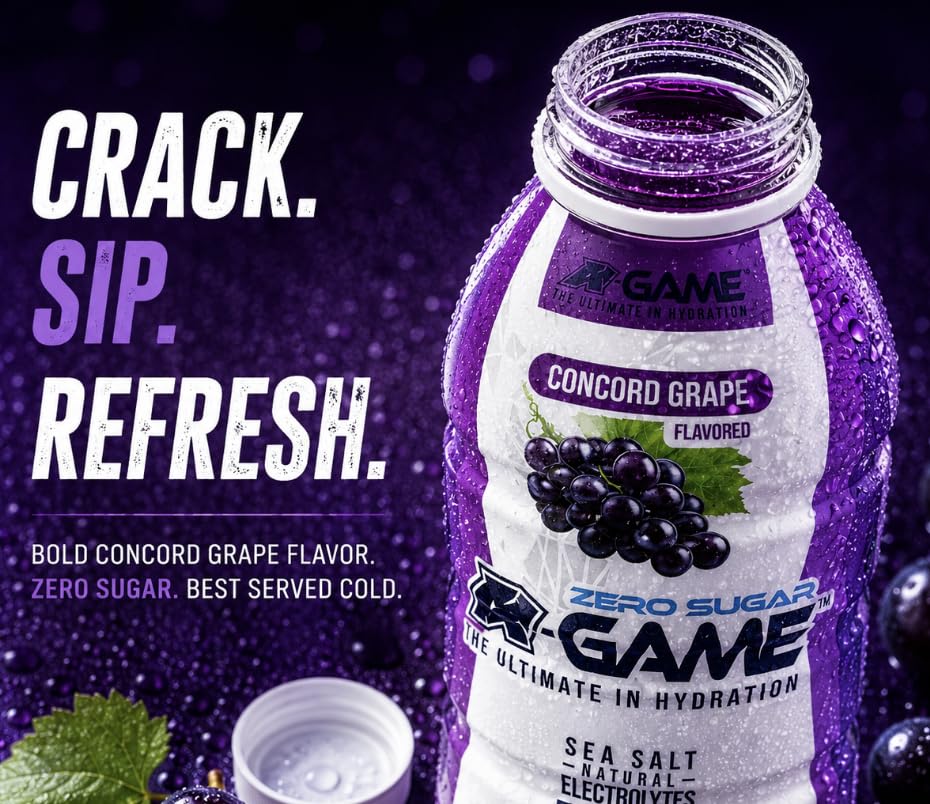 Image of A-GAME Zero Sugar Electrolyte Drink, Concord Grape Flavor, 12 Pack