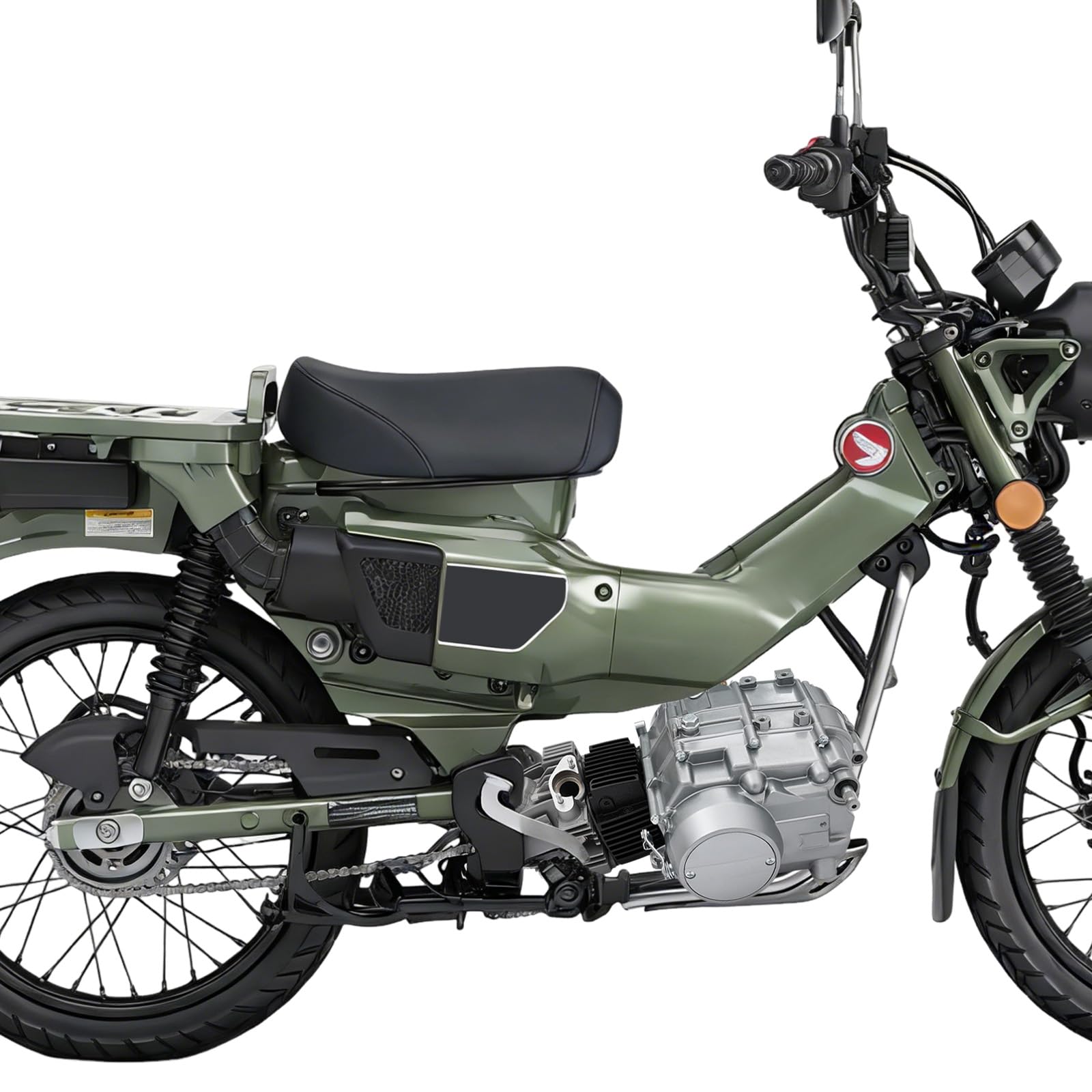 Silnik o pojemności 125 cm³ o mocy 6,5 kW, silnik benzynowy z 4-biegową skrzynią biegów, silnik czterosuwowy z rozrusznikiem nożnym, silnik motocrossowy 8,0 Nm, agregat napędowy o wytrzymałej