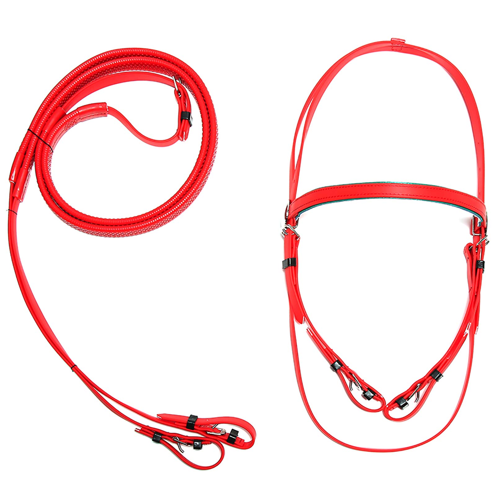 Brida De Caballo, Brida Ecuestre PU Cabestro De Caballo Brocas De Caballo Collar ​De Cabeza De Caballo Equipo De Carreras De Equitación Accesorios Ecuestres Ajustable,Rojo